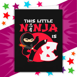 Tarjeta 8 Aniversario Fiesta de Niños de 8 Años Ninja 8