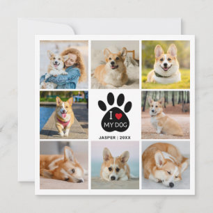 Tarjeta 8 Collage de Fotos Corazón Amo a Mi Perro Huella d