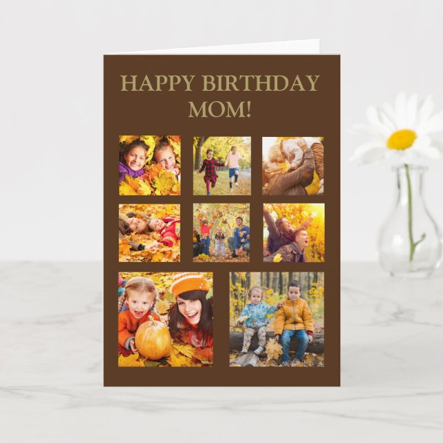 Tarjeta 8 Fotos Collage Feliz Cumpleaños Mamá  (Planta pequeña)