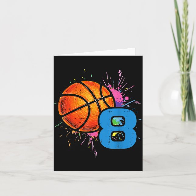 Tarjeta 8th Birthday Basketball 8 Year Old Bday Srts Boys  (Anverso)