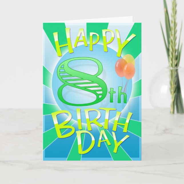 Tarjeta 8vo cumpleaños feliz (Anverso)