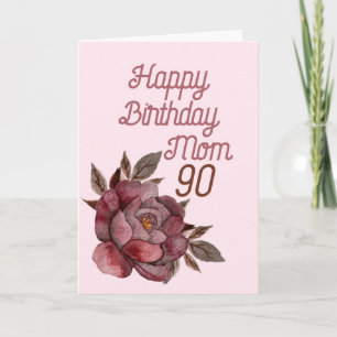 Tarjeta 90.ª acuarela Rosa Roja Vintage