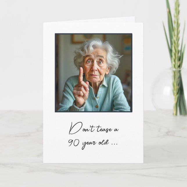 Tarjeta 90.ª diversión de la anciana dama de cumpleaños (Anverso)