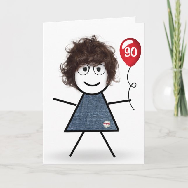 Tarjeta 90.ª Pala de cumpleaños con globo rojo (Anverso)