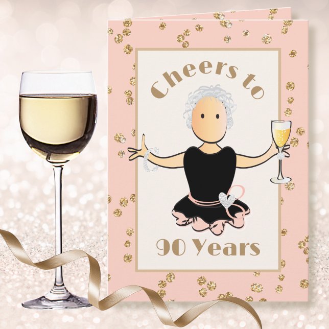 Tarjeta 90.ª Personalizado de cumpleaños Sparkle Champagne (Subido por el creador)