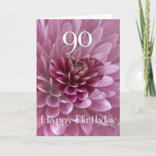 Tarjeta 90.º Birthday-Floral Corazón+Crisantemo