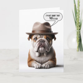 Tarjeta 90.º Bulldog de cumpleaños con Fedora