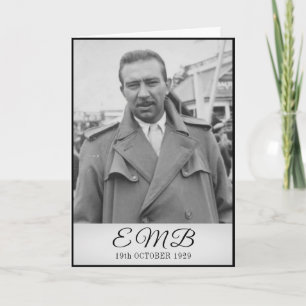Tarjeta 90.º cumpleaños elegante foto monograma masculino