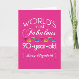 Tarjeta 90.º cumpleaños Las más fabulosas gemas coloridas 