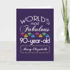 Tarjeta 90.º cumpleaños Las más fabulosas joyas de colores