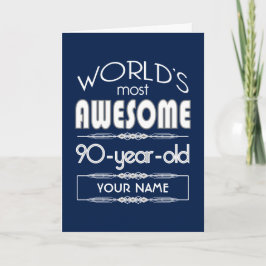 Tarjeta 90.º Día Mundial Mejor Azul Oscuro