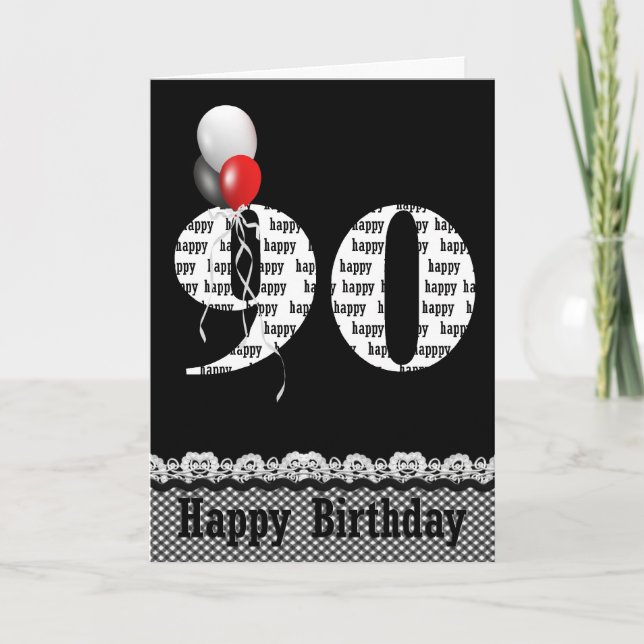 Tarjeta 90.º globo de cumpleaños (Anverso)