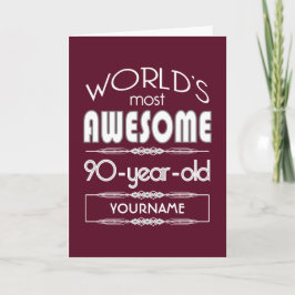 Tarjeta 90.º Nacimiento Mundos Mejor Rojo Oscuro