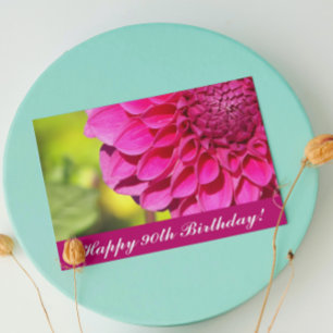 Tarjeta 90 Aniversario Floral de Dahlia Rosa