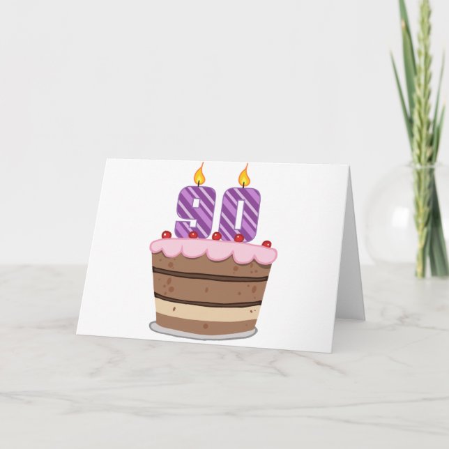 Tarjeta 90 años en la tarta de cumpleaños (Anverso)