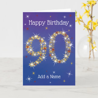 Tarjeta 90° cumpleaños - 90 en estrellas - azul - 90 años