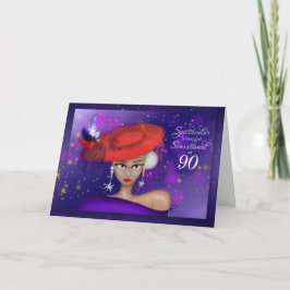 Tarjeta 90 Cumpleaños Espectacular y Sensacional Red Purpl