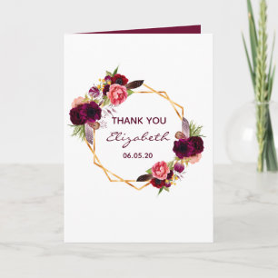 Tarjeta 90 cumpleaños foto borgoña floral Gracias