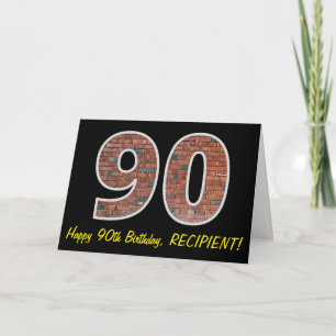 Tarjeta 90 cumpleaños - Patrón de pared de ladrillo "90" c