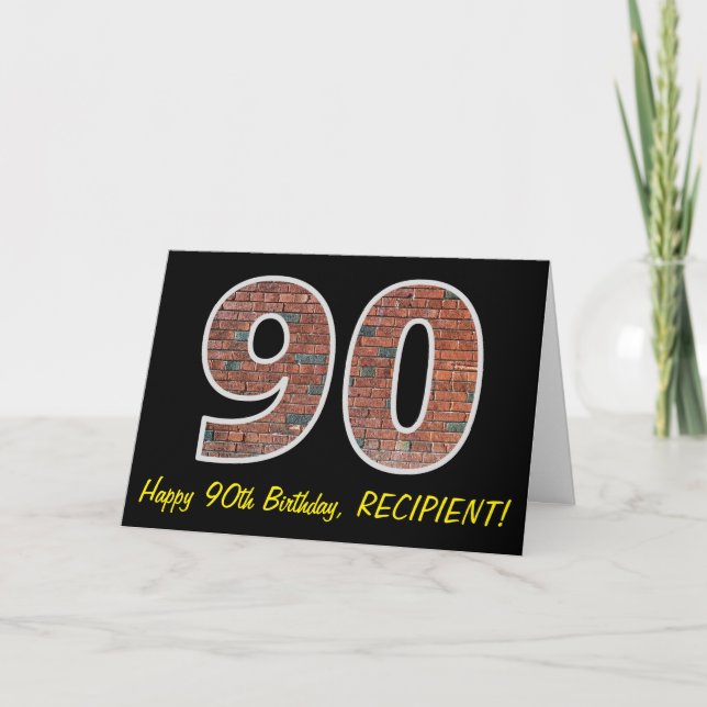 Tarjeta 90 cumpleaños - Patrón de pared de ladrillo "90" c (Anverso)