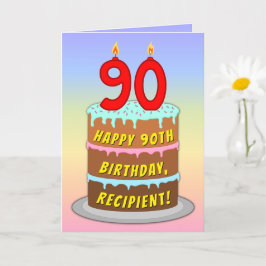 Tarjeta 90 cumpleaños — Torta divertida y velas, con nombr