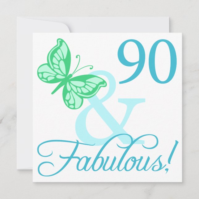 Tarjeta 90 Y Fabulosos Regalos De Cumpleaños (Aqua) (Anverso)