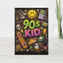 Tarjeta 90s Kids Retro Pizza Fun Pattern