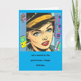Tarjeta 90s Retro Pop Art Portrait with Vintage Nostalgia 