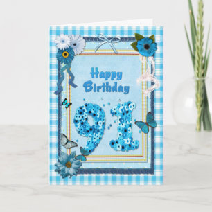 Tarjeta 91.º cumpleaños con un efecto scrapbook