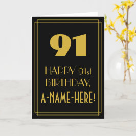 Tarjeta 91 cumpleaños ~ Art Deco Inspirado Aspecto "91" y 
