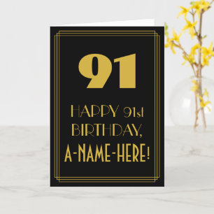 Tarjeta 91 cumpleaños ~ Art Deco Inspirado Aspecto "91" y