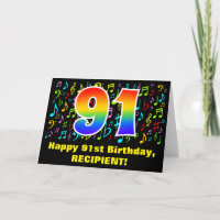 91° cumpleaños: Coloridos símbolos musicales y arc