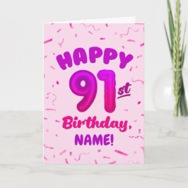 Tarjeta 91st Balloon Number Custom Name Birthday Card