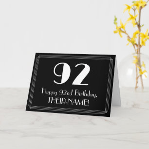 Tarjeta 92º cumpleaños ~ Art Deco Inspirado Aspecto "92",