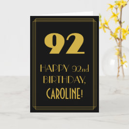 Tarjeta 92º cumpleaños - Aspecto inspirado en el Art Deco 