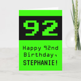 Tarjeta 92º cumpleaños: Nerdy / Geeky Style "92" y nombre