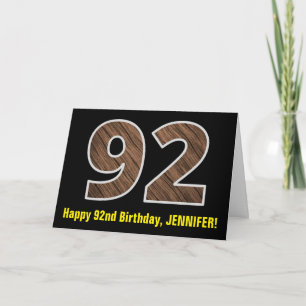 Tarjeta 92º cumpleaños: Nombre + Patrón de grano de madera