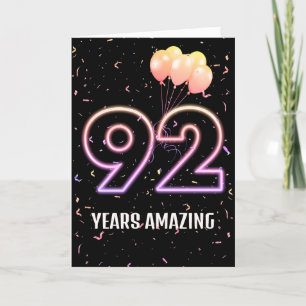 Tarjeta 92.º Balón de cumpleaños y Confetti