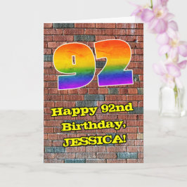 Tarjeta 92.º cumpleaños: Arcoiris 92 inspirado en graffiti