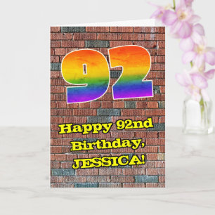 Tarjeta 92.º cumpleaños: Arcoiris 92 inspirado en graffiti