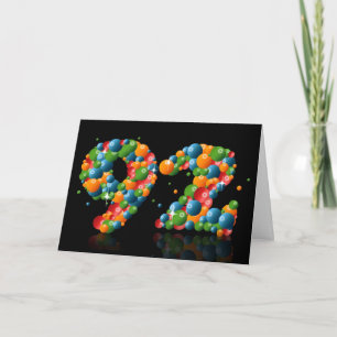 Tarjeta 92° cumpleaños con números formados de bolas