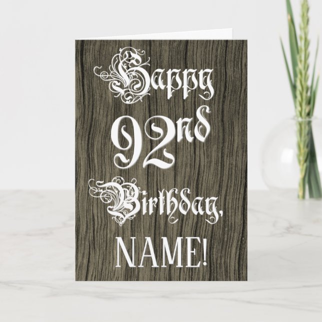 Tarjeta 92 cumpleaños: Texto elegante y sofisticado; Efect (Anverso)