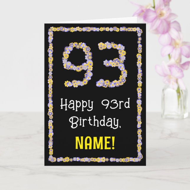 Tarjeta 93.ª Cumpleaños: Flores Florales Número, Nombre Pe (Orquídea)