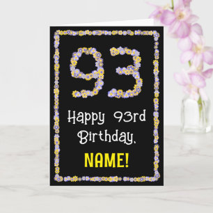 Tarjeta 93.ª Cumpleaños: Flores Florales Número, Nombre Pe