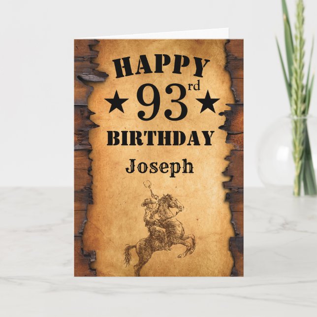 Tarjeta 93.ª patria rústica de cumpleaños Caballo de Vaque (Anverso)