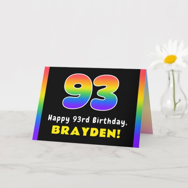 Tarjeta 93.º cumpleaños: arcoiris colorido # 93, nombre pe (Planta pequeña)