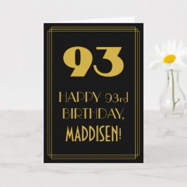 Tarjeta 93 Aniversario ~ Art Deco Inspirado Aspecto "93" y
