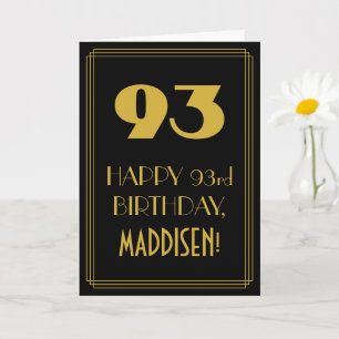 Tarjeta 93 Aniversario ~ Art Deco Inspirado Aspecto "93" y