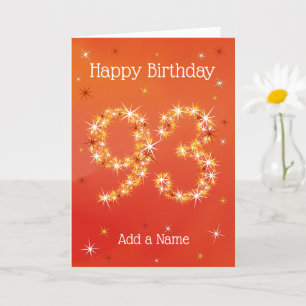 Tarjeta 93° cumpleaños - 93 en estrellas - rojo - 93 años