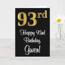 93 cumpleaños ~ Elegante lujoso Faux Gold Look #